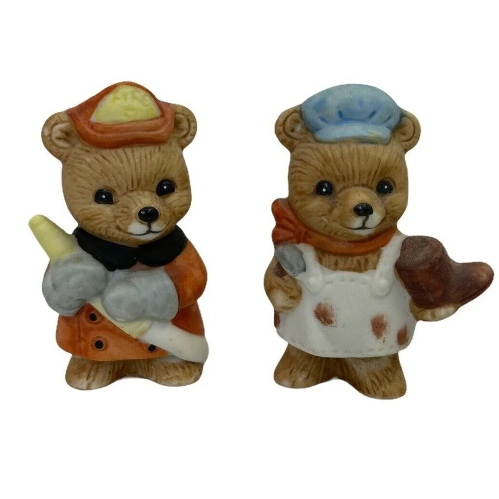 5 Homco Career Professional Bears Home Interior Figurines #8820 Fireman‎ Baker